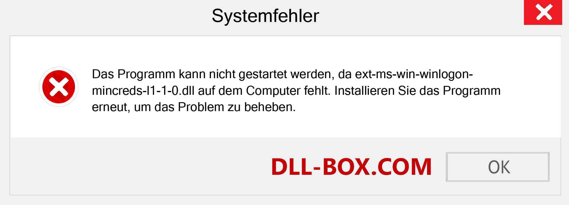 ext-ms-win-winlogon-mincreds-l1-1-0.dll-Datei fehlt?. Download für Windows 7, 8, 10 - Fix ext-ms-win-winlogon-mincreds-l1-1-0 dll Missing Error unter Windows, Fotos, Bildern