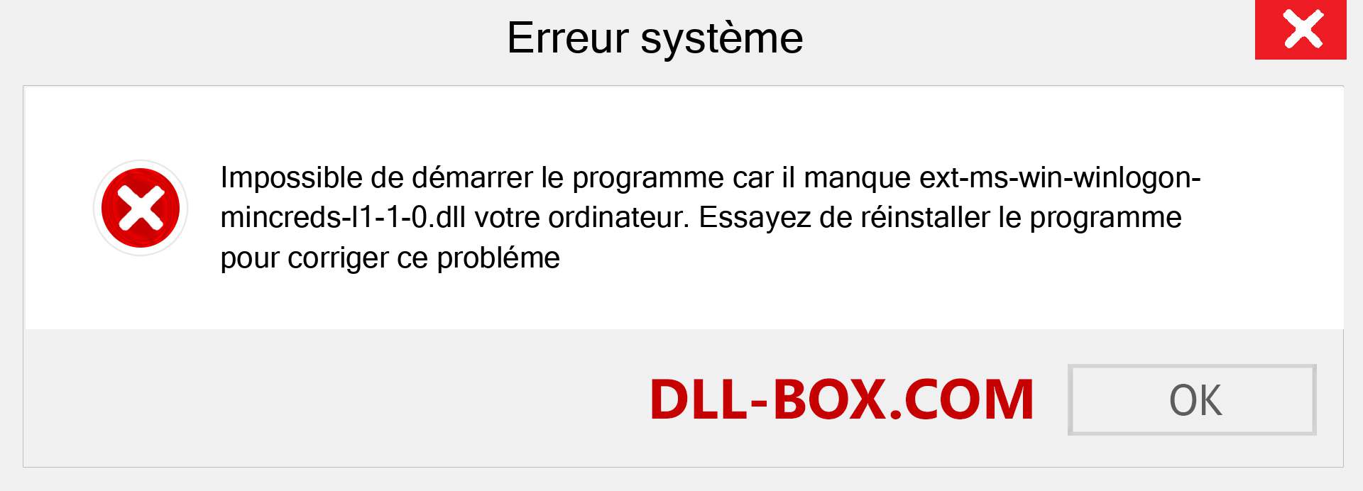 Le fichier ext-ms-win-winlogon-mincreds-l1-1-0.dll est manquant ?. Télécharger pour Windows 7, 8, 10 - Correction de l'erreur manquante ext-ms-win-winlogon-mincreds-l1-1-0 dll sur Windows, photos, images